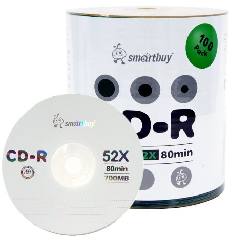 Smartbuy Logo CD-R 100 Pack 700mb 52x Blank Data Recordable Discs, 100 Disc, 100pk