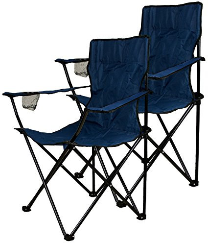 Nexos 2-er Set Angelstuhl Anglerstuhl Faltstuhl Campingstuhl Klappstuhl mit Armlehne und Getränkehalter praktisch robust leicht blau