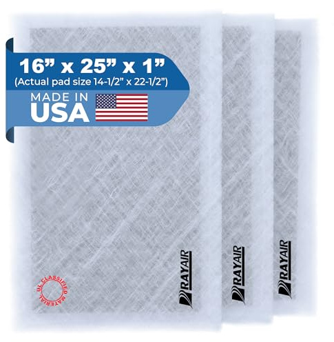 RayAir Supply 16x25 Replacement Filter Pads Compatible with Dynamic Air Cleaner 16X25 Refill (3 Pack) White, Made in USA