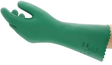 Comasec & Marigold Ansell AlphaTec 39-035 Nitril-Arbeitshandschuhe, Chemikalien Schutzhandschuhe, Flüssigkeitsschutz, Industrie Chemie-Handschuh, Damen Herren, Grün, Größe M (12 Paar)