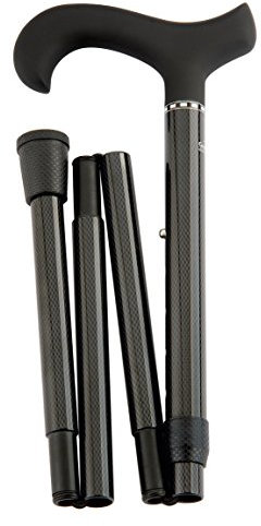 Gehstock Carbon Faltstock SOFTTOUCH, schlanker Derbygriff mit Softtouch- Oberfläche, aufgesetzt auf einen Stock aus Carbon, höhenverstellbar, faltbar, inklusiv Gummipuffer.