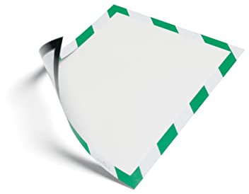 Durable Info-Rahmen Duraframe Magnetic Security (A4, Magnetrahmen für metallische Oberflächen) 5 Stück, grün/weiß, 4945131 | Magnetischer Inforahmen für Metalloberflächen, ISO 3864-4 konform, für Fluchtpläne & Erste-Hilfe-Schilder