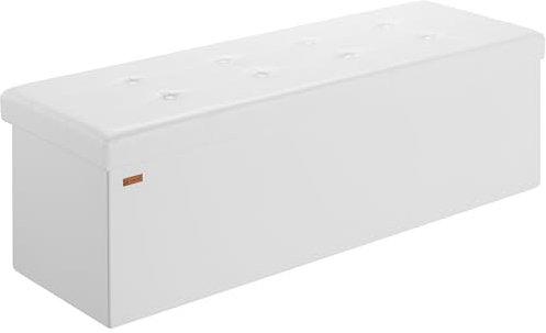 Casaria® Panca Contenitore Pieghevole 115x40x40cm con Coperchio Imbottito Cassapanca Seduta Pouf Poggiapiedi Baule Ottomana Panchetta Salvaspazio