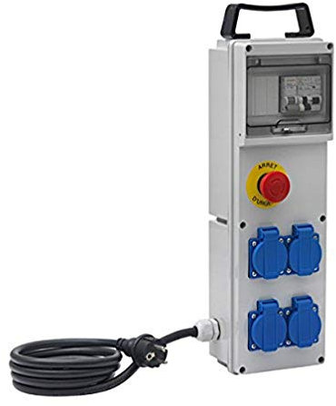 Brennenstuhl Casella di distribuzione BD 4M/16/AU (IP44) con 4 prese a spina, custodia di costruzione con cavo H07RN-F 3G2,5 (2 m), Grigio