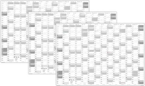 3 Stück XXL Wandkalender DIN A1 2026 (grau2) große Tageskästchen (Kalender werden gerollt versendet)