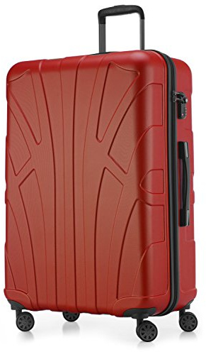 Suitline großer Hartschalen-Koffer Koffer Trolley Rollkoffer XL Reisekoffer, TSA, 76 cm, ca. 96-110 Liter, 100% ABS Matt, Rot