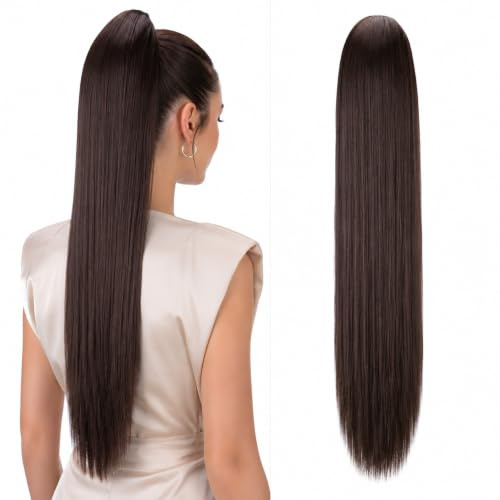 CAISHA 70cm Clip On Haarteil Zopf Pferdeschwanz Braun H160
