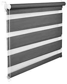 KS Handel 24 DOPPELROLLO DUOROLLO 60 cm BREIT 200 cm LANG Grafit INKL. SEILZUG FENSTERROLLO KLEMMROLLO Jalousie