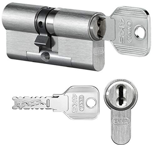 EVVA 4KS Doppelzylinder mit 3 Schlüssel, Länge (a/b) 51/51mm (c=102mm) Länge a=51mm mit KZS, Bohr-u. Ziehschutz KZS einseitig, Not-u. Gefahrenfunktion BSZ, modulare Bauweise SYMO