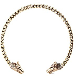 Windalf Wikinger Torques Halsreif aus Bronze für Frauen Ø 13 cm Eleganter Halsreif mit Wolfsköpfen – Nordischer Damenschmuck im Mittelalter Stil