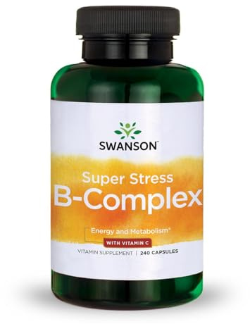 Swanson Super Stress B-Complex Energy and Wellness Supplement for Busy Adults Seeking Daily Vitamin B Support (240 Capsules)