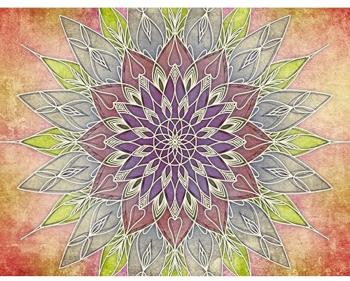 murando - Vlies Fototapete Mandala 400x280 cm - Foto Tapete Schlafzimmer Wohnzimmer Moderne Vliestapete XXL Wandtapete Motivtapeten Bildtapete 3d Effekt Wand Dekoration - Ornament Orient orange grün