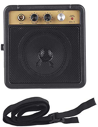 Fesjoy Mini gitarr förstärkare förstärkare förstärkare högtalare 5 W med 6,35 mm ingång 1/4 tum hörlursutgång. Stöder volymkontroll överväxel