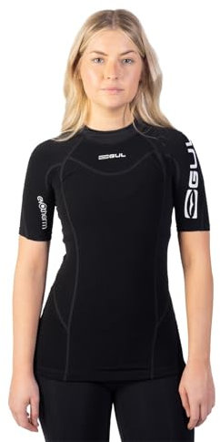 Gul Womens Evotherm Ladies Thermal Short Sleeve Top Black - Thermal Warm Heat Layer Layers UV Sun Protection and SPF