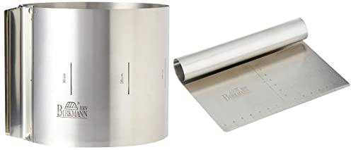 Birkmann RBV, 429413, Easy Baking, Tortenring extra hoch, Höhe 15 cm, Federbandstahl & 429925 Teigkarte, 14.8 x 12 cm