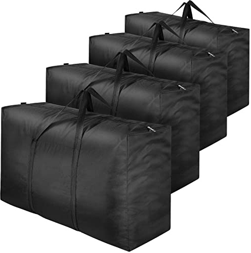 4 Stück 110L große Kleidungsaufbewahrungstasche, 600D Oxford-Gewebe, starke Aufbewahrung, Unterbett-Aufbewahrungsbox mit Deckel für Bettdecke, Decken, Wäsche