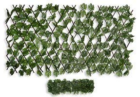 HERSIG - Celosia Extensible - Celosias para Terraza Exterior con Hojas Oscuras Decorativas (60x120cm) - Celosia Terraza - Decoracion Jardin Exterior - Celosias Decorativas Resistentes