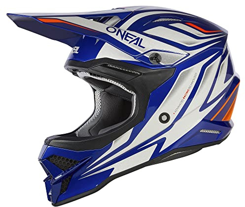O'NEAL | Motocross-Helm | MX Enduro | ABS-Schale, Lüftungsöffnungen für optimale Kühlung | 3SRS Helmet Vertical V.23 | Erwachsene | Blau Weiß | Größe L (59/60 cm)