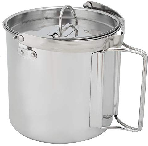 1,2-Liter-Camping-Titan-Kochgeschirr-Set Teilbare, Klappbare Griffe und mit Deckeldesign mit Topf für Outdoor-Camping, Wandern, Rucksackreisen