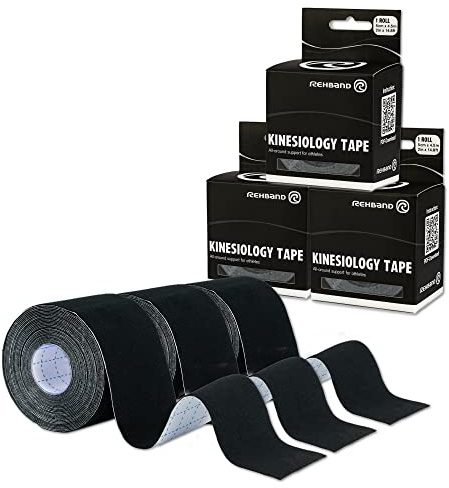 Rehband Kinesiologietape 5cm x 4,5m, Kinesiologie Tape zur Selbstanwendung, Muskel Tape, Physio Sport-Tape zur Unterstützung von Gelenk & Muskulatur, Schulter, Knöchel, Ellbogen & Knieschmerzlinderung