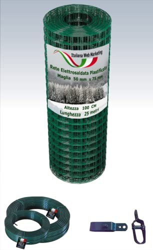 RETE METALLICA ZINCATA PLASTIFICATA ELETTROSALDATA PER RECINZIONE CON FILO PLASTIFICATO E TENDITORI (200 CM)
