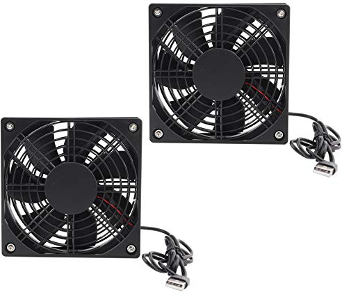 Akozon 2 Stück USB Lüfter Leise, 120mm USB Lüfter 5V USB PC Computer Lüfter Kühler Gehäuselüfter USB Ventilator 120mm Axiallüfter für alle Arten von Routern, TV-Modem
