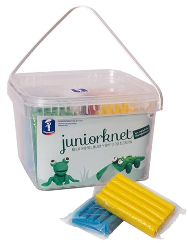 Feuchtmann JUNiORKNET Edu Bucket | Knetset 14 x 100g weiche Kinderknete | vegane glutenfreie Spielknete | Nicht trocknende Knete | ungiftige Modelliermasse Kinder | ab 2 Jahren