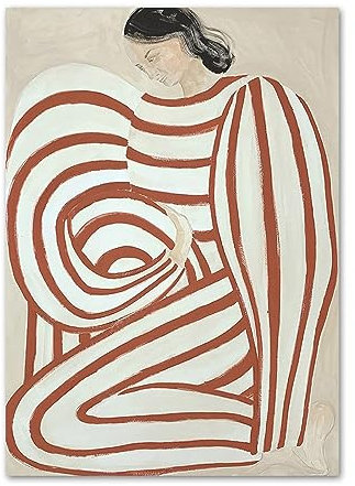 LVTFCO Sofia Lind Poster und Drucke, gestreifte Pyjamas, Mädchen, Leinwand, Wandkunst, Sofia Lind Gemälde, Sofia Lind Bild für Zuhause, Wanddekoration, 50 x 70 cm, ohne Rahmen