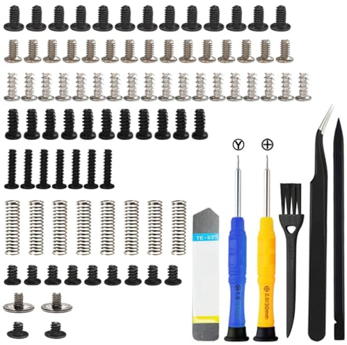 ZHUROUPU Kit complet de 83 vis de rechange pour console Nintendo Switch NS et Joycon, avec tête Philips Tri-Wing, vis cruciforme, ressorts, pinces à épiler et outils de réparation de tournevis