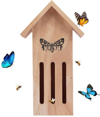Schmetterlingshäuser Für Draußen Schmetterlingsfutterhaus Aus Holz Wetterfestes Insektenhotel 28x9,9x8,1 cm Insektenhotel Schmetterlingshaus Für Motten Marienkäfer