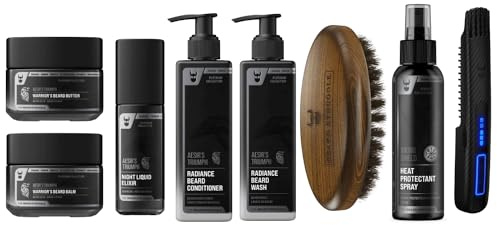 The Beard Struggle Inferno Beard Growth Kit - Includes Oils, Balm, Butter, Wash, Conditioner, Brush, Heat Spray, and the Carbon X Heated Straightener - Aesir's Triumph