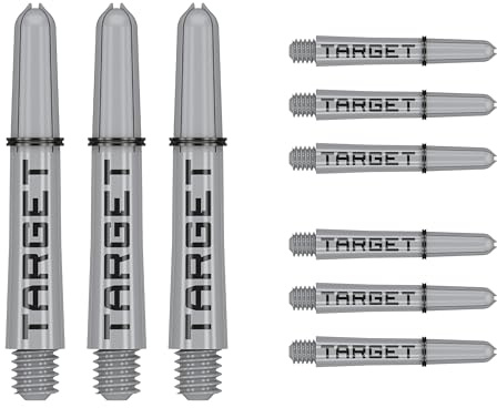 TARGET Darts Pro Grip Tag Shaft (9-pack) multipack axlar, professionella darttillbehör, dartaxelset – svart och grå, kort längd (33,5 mm)