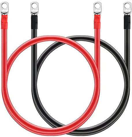 CHENGPI 2 cavi per batteria per auto, 70 cm, 12 V, in rame, con morsetti ad anello M8, batterie di alimentazione e batterie di trazione, 6 WAG/14 mm²