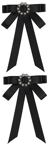 SOIMISS 2stücke Bowknot Brosche Mit Strass Für Damen Retro Kleidung Accessoire Elegante Textilbrosche Für Schals Und Outfits Schwarz