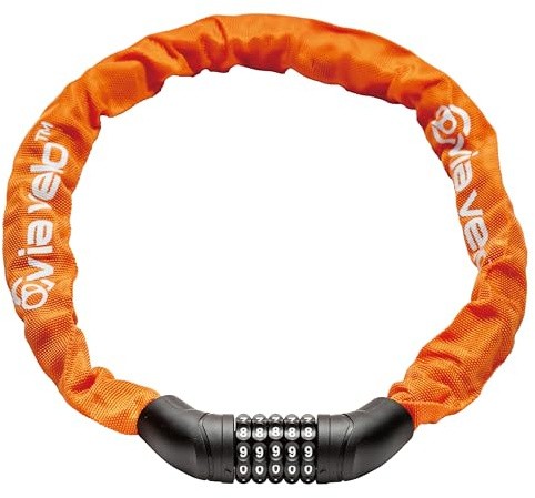 Via Velo Bike Chain Lock, 5-Digit Resettable Combination Heavy Duty Anti-Theft Bicycle Lock, 2.95 Ft Security Bike Locks for Scooter, Motorcycle, Gate, Fence, Valuables Etc(Orange)
