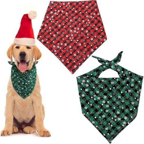 Halstuch Hund, 2 Pcs Halstuch Hund Weihnachten, Einstellbare Dreieck Hundehalstuch Muster, Süße Haustier Halstuch Schal, Dreieck Bandana Hund, für Kleine Mittelgroße Große Hunde Katzen