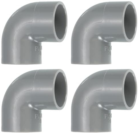 QUARKZMAN 1/2 Gomito a 90 Gradi, 4 Pezzi Raccordi per Tubi in PVC a 2 Vie Gomito Angolo Destro Uscita Laterale Adattatore Accoppiamento Raccordi in PVC per Costruzione, Grigio