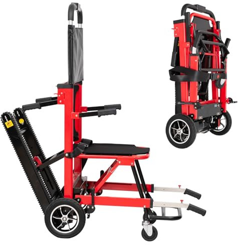 Elektrische Treppenlifte,Leichtgewichtige Rollstühle,Elektrischer Treppensteiger Mit Raupenfahrwerk,Zusammenklappbarer Tragbarer Treppenstuhl,Gehhilfe Für Ältere Mit Behinderung red