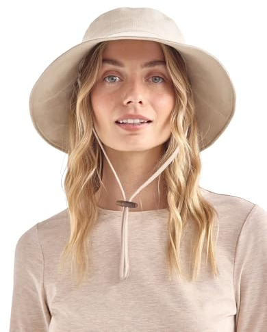 Solbari Resort Wide Brim Sun Hat UPF 50+ for Women, Packable UV Protection, Sun Protective Hat, Adjustable Size, Ponytail Opening, Stylish, Breathable, Beige / Beige, Small-Medium