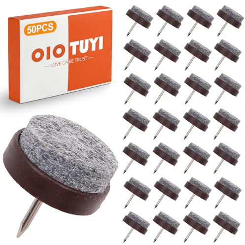 OioTuyi 50 stycken filttassar, stol – möbeltassar för laminat och parkett – glidfötter för stolar – ljudisolering och golvskydd – Ø 22 mm – design med spikar