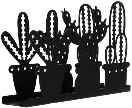 Didiseaon Porta Tovaglioli in Ferro Nero Design a Cactus Creativo, Supporto Stabile da Tavolo per Cucina e Ufficio, Stile Vintage Semplice e Raffinato