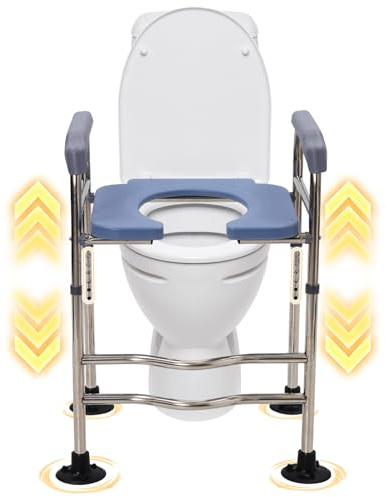 Narrow Raised Toilet Seat and Frame with Non-Slip Handles,Lightweight Toilet Seat Riser for Seniors Pregnant Handicap Height Adjustable,Commode Toilet Chair,Elevated Toilet Seat with Suction,40CM