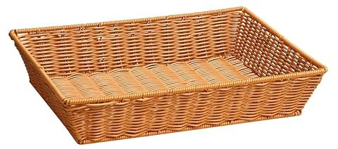 Vassoio Cesto rettangolare intrecciato in finta rattan effetto vimini vintage per bomboniere sacchetti oggetti decorativi (50 * 35 * 8cm)