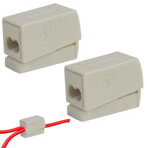 2 Stück Leuchtenklemme 224-112 - 3-fach Steckklemme/Drückklemme für Lampen und Dosen, Verbindungsklemme bis 2,5 qmm, Nennspannung 300V, Nennstrom 20A, Weiß