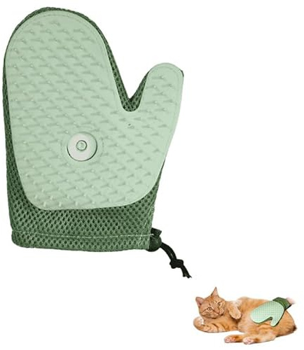 Pet Dog Cat Grooming Glove with spray, Anti-static Pet Hair Removal Glove, Cat Brush for Short Haired Cats, P et Deshedding Massage Gloves for Long/Short Hair (green)