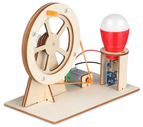 SUPVOX Kit Scientifique Générateur Électrique à Manivelle en Bois - Jouet Éducatif DIY de Construction Magnétique - Expérience de Physique et Apprentissage STEM pour Enfants - Couleur Aléatoire