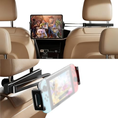 Pmueuff Soporte Tablet Coche, Universal Soporte para Tablet Coche Extensible Soporta Tablets Reposacabezas Cocha para iPad Pro/Mini/Sumsung Tab/eReader/Switch/móviles/Otros 4,7-13 Pulgadas