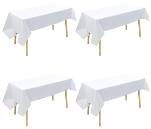 GYTFOG White Table Cloth Party, 4 Pack Disposable Tablecloths, Paper Table Cloths for Parties, White Tablecloth, Table Cloth, Perfect for Events, Banquets, and Gatherings