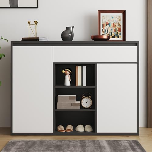 LLGWGL Zapatero de iluminación LED, ahorro de espacio, moderno, con 2 puertas, estantes de cristal, estante ajustable para 14-20 pares de zapatos para la entrada, pasillo, salón, 105 x 39,5 x 86 cm