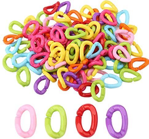 Xiuganpo Durable and Safe Plastic Chain Links for Birds DIY Hanging Toys, 100 Pcs for Parrot Climbing Accessories